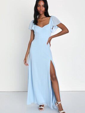 NEW lulu's simply delightful tie-back flutter sleeve dress 🤍 s